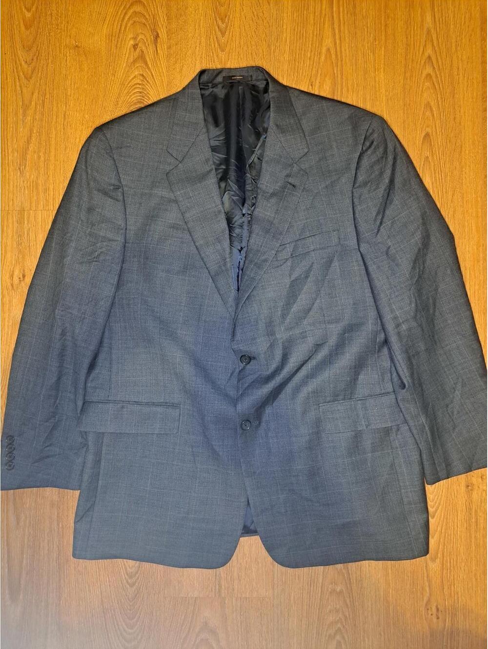 Hart Schaffner Marx Sport Coat Mens 46R Navy Blue Glen Plaid